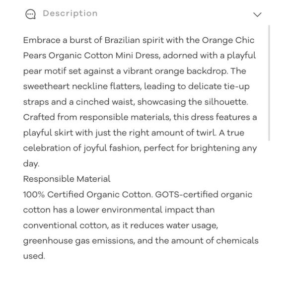 NWT Farm Rio Orange Chic Pears 100% Organic Cotton Mini Dress Belted S Retro - Picture 13 of 14